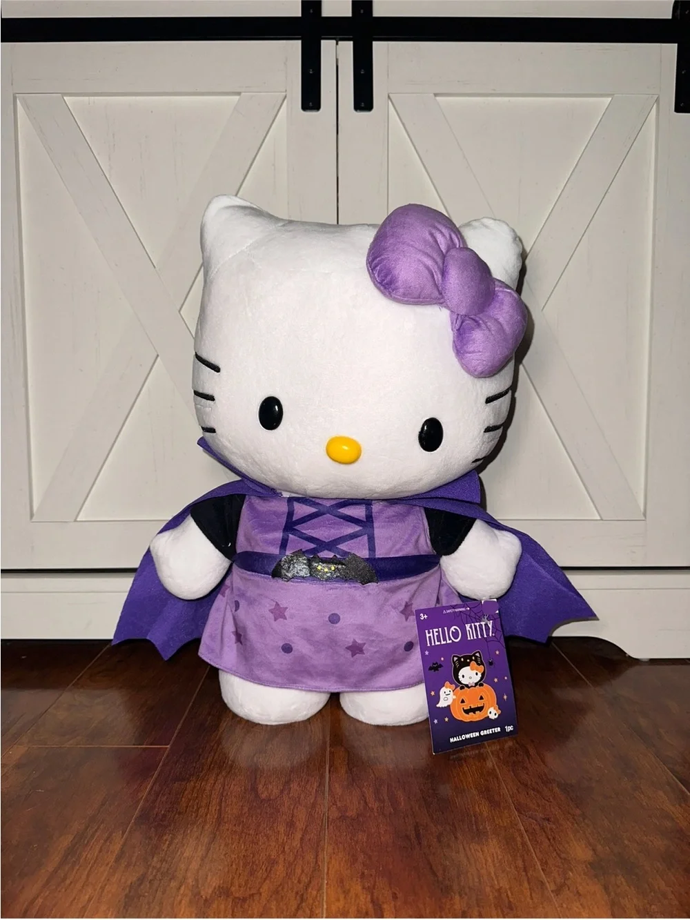 Hello Kitty Halloween Plush Greeter with Purple Bat Cape